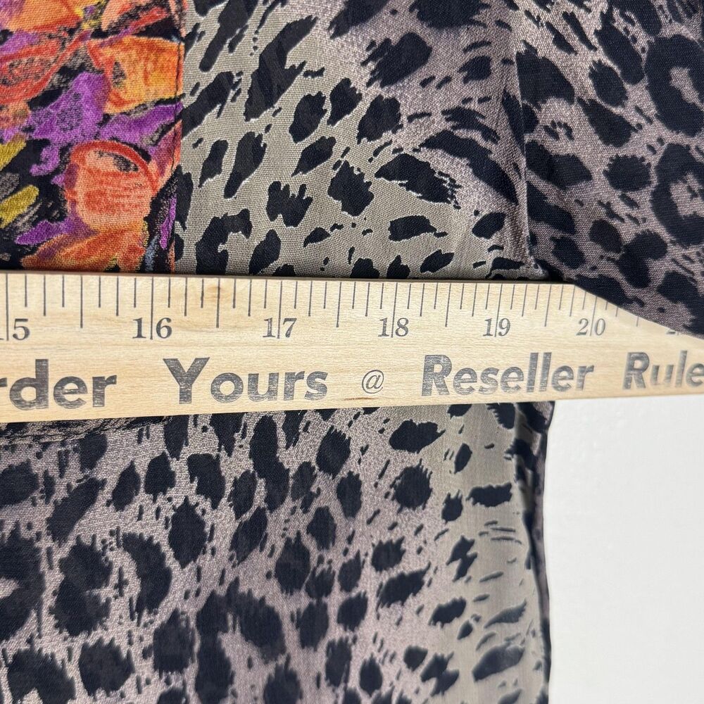 Vintage Dorothy Schoelen Shirt Womens medium Animal Print Floral Sheer 90s - Picture 9 of 13